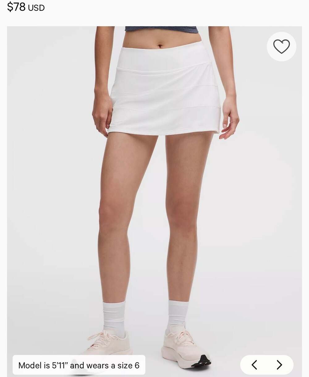 Lululemon Pace Rival Mid-Rise Skirt *Long in White, Size 12